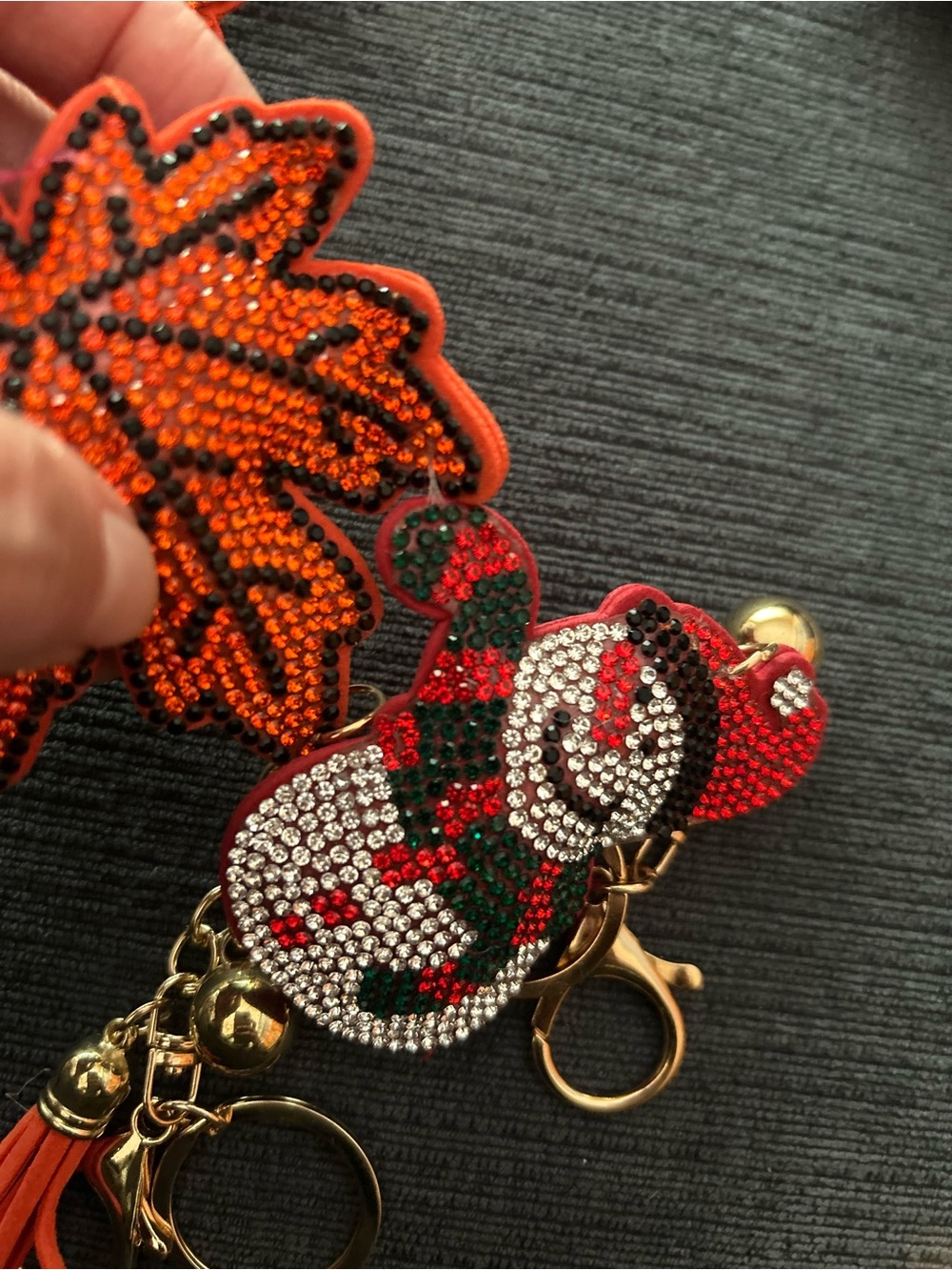 For Patti Crystal Embellished Snowman Keychain Charm - Red & Green